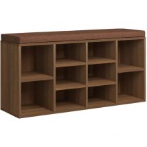 Banco zapatero 10 compartimentos 103 x 30 x 48 cm madera contrachapada color roble marrón DEC024864
