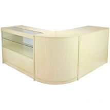 Monster-shop - MonsterShop - Set Draco con 3 Banconi Da Negozio e Reception con Finitura in Acero Laminato
