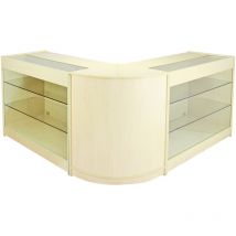 Monster-shop - MonsterShop - Set Horizon con 3 Banconi da Negozio e Reception con Finitura in Acero Laminato