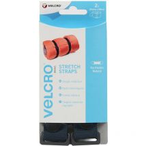 Sangle Elastique 25mmx680mm 2pcs Noir - Velcro