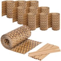 Jardinion - Bande de protection visuelle aspect rotin avec 20 clips de fixation - 250 x 19cm 10 pièces, brun clair