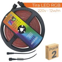 Ruban LED RGB 5M Direct 220V 12W/m 60LED/m Coupe 12,5cm IP65 Lot de 2 U.