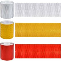 3pcs Bande Reflechissante Autocollante 3 Mètres × 50 mm Bande Reflechissante Casque Motocyclettes Blanc/Rouge/Jaune, Bande Reflechissante Vélo Bande