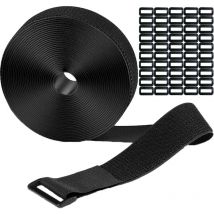 Denuotop - Bande Velcro de 10 m avec 50 boucles, serre-câbles refermable, à découper librement, attaches de câble Velcro, bandes Velcro pour la