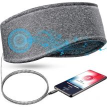 Bandeau de sommeil musical avec casque, bandeau de voyage élastique doux filaire de 3,5 mm avec haut-parleur fin, casque de musique de sommeil