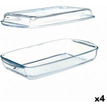 Pasabahce - Bandeja con tapa borcam transparente vidrio de borosilicato 1,9 l (4 unidades)
