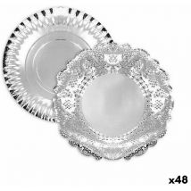 Bandeja de aperitivos algon plateado redonda 23 x 23 x 1,5 cm (48 unidades)