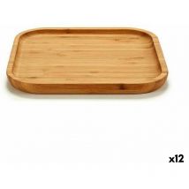 Kinvara - Bandeja de aperitivos cuadrada marrón bambú 20 x 1,5 x 20 cm (12 unidades)