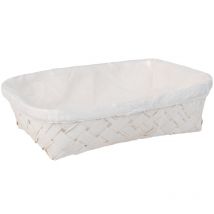 Bandeja de bambú forrada blanco 29,5x20x7