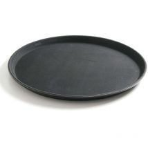 Bandeja de camarero, antideslizante, resistente, redonda, diámetro 28cm - negro