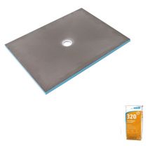 Wedi - Receveur de douche à carreler 150 x 90 Fundo Primo rectangle écoulement centré + colle 320