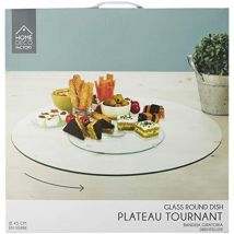 Home deco factory Piano Girevole Rotondo in Acciaio Inossidabile e Vetro