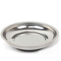 Bandeja metálica magnética redonda Ø14,8x2,4x3,8cm fabricada en acero inoxidable color cromo