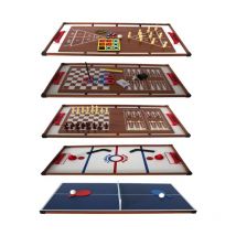 Play4fun - Bandeja Multijuego, 14 juegos: Ping Pong, Hockey, Bolos, Ajedrez, Mikado, Back Gammon 97 x 49 x 3 cm