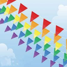 Sunxury - Banderole multicolore 100 m 150 fanions en nylon pour décoration de mariage, anniversaire