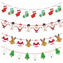 Banderole Noel Fanions de Noël, 4 Paquets Guirlande de Noël Banderole Decoration Noël Vitre Noël Maison Party Extérieures D'intérieur Décoration