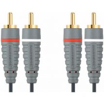 Cable Audio Estéreo, 2 x rca macho - 2 x rca macho, 10 metros de largo, contactos chapados en oro de 24k - Bandridge