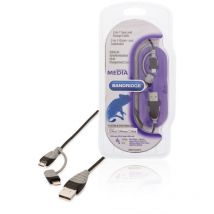 Câble de données et de charge 2 en 1 Bandridge BBM39400B10 usb Micro-b mâle + adaptateur Lightning - a mâle 1,00 m Noir