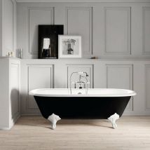 Rogier&mothes - Bañera de Hierro plymouth negra 170 cm Patas blancas