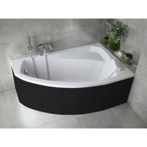 Bañera esquinera RIMA 130/140/150/160/170 cm ángulo derecho con faldón negro - Dimensiones: 140cm