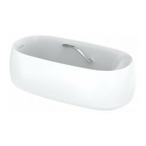 Toto - Bañera flotante de pie, con tirador de bañera, redonda blanco mate