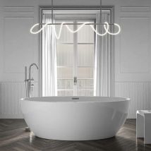 Bañera acrílica ovalada moderna con sifón y grifo 8028 - 175x100x55cm - destino Con grifo mezclador 8028, Con sifón - Bernstein
