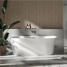 Bernstein - Bañera exenta nova en acrílico sanitario - 170 x 80 cm - Con grifo mezclador 8028, Sin desagüe, Blanco alto brillo