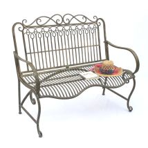 Dandibo - Gartenbank Metall Wetterfest Patina Grün 110 Cm 2 Sitzer Sitzbank Jc150014 Parkbank Eisen Garten