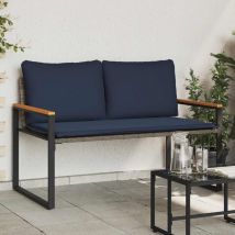 Bank Mit Kissen Grau Und Marineblau 115 X 65 X 72 Cm Rattan Vidaxl