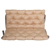 Bankauflage mit Rückenteil Sitz und Rückenkissen mit Bänder ca. 100x98 cm Polsterauflage beige
