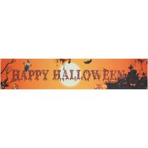 Aougo - Bannière Joyeux Halloween Sorcière Chauve-Souris Citrouille Imprimée Banderoles en Toile de Jute pour La Décoration de Fête Extérieure
