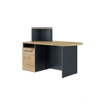 Gautier - Banque d'accueil chêne ambré retour à gauche piètement anthracite l 145 cm - Zoom