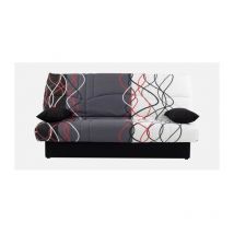 Conforteam - Banquette clic-clac - 3 places – Coton Onde Rouge / Noir – 190 x 92 x 96 cm – dream