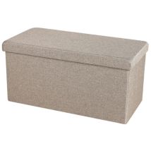 Wadiga - Banc De Rangement Pliable Aspect Lin 'kube' - Taupe - L 76 X P 37,5 X H 37,5 Cm - Livraison Gratuite