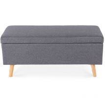 Intensedeco - Banquette coffre de style scandinave Eline tissu gris foncé