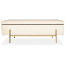 Banquette coffre Olivia Velours beige pieds doré