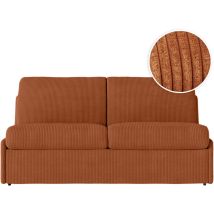 Canapé Convertible Express 3 Pl Agathe 140x190cm En Velours Côtelé Terracotta - Matelas 13cm