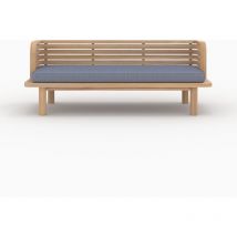 Rendez-vous Déco - Banquette de jardin 2 places en teck et coussin gris - kilda