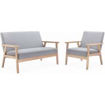 Alice's Garden - Banquette et fauteuil 3 places en bois et tissu. Isak. l 114 x p 69.5 x h 73cm Polyester Gris clair