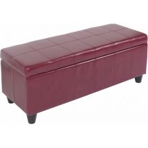 HHG - Banquette Kriens, coffre, banc, cuir + similicuir, 112x45x45cm, rouge