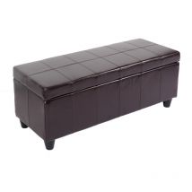 HHG - Banquette Kriens, coffre, banc, cuir + similicuir, 112x45x45cm, marron