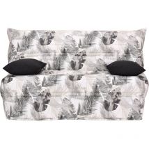 M&s - Banquette-lit accordéon 140 cm matelas 9 cm tissu motif gris et blanc