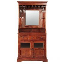 Massivmoebel24 - Meuble bar 97x52 Acacia laqué Nougat oxford 443