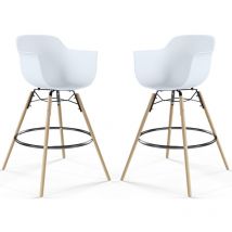 Bar Stool - Scandinavian Design - Wooden Legs - Pack of 2 - Nordika