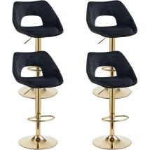 Bar Stools 4Pcs in Velvet Modern Swivel Counter Chairs with Hollow Backrest for Home Bar Kitchen, Black, Wahson