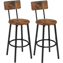 Hoobro - Bar Stools Set of 2, Breakfast Bar Stools, Kitchen Stools with Backs and Footrest, High Bar Chairs for Dining Room, Party EBF32BY01G1