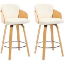 Wahson Office Chairs - Bar Stools Set of 2 in Velvet Upholstered Swivel Counter Chairs with Wood Armrest High Stools for Home Pub Kitchen Restaurant,