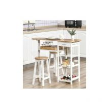 Bar Table Set Breakfast Kitchen Chairs Dining 2 Tall Stools Storage Space Saving