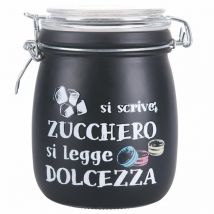 Barattolo zucchero con scritta si scrive zucchero e si legge dolcezza 800 ml color nero con tappo ermetico