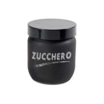 Barattolo in vetro satinato tondo da 425ML per zucchero colore nero